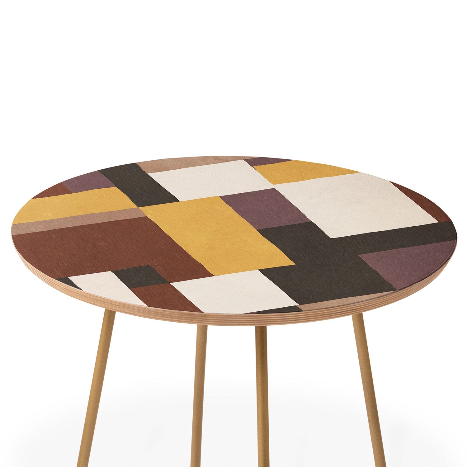 Ninola Design Everyday Artifact Modern Color Block Texture Earthy Round Side Table