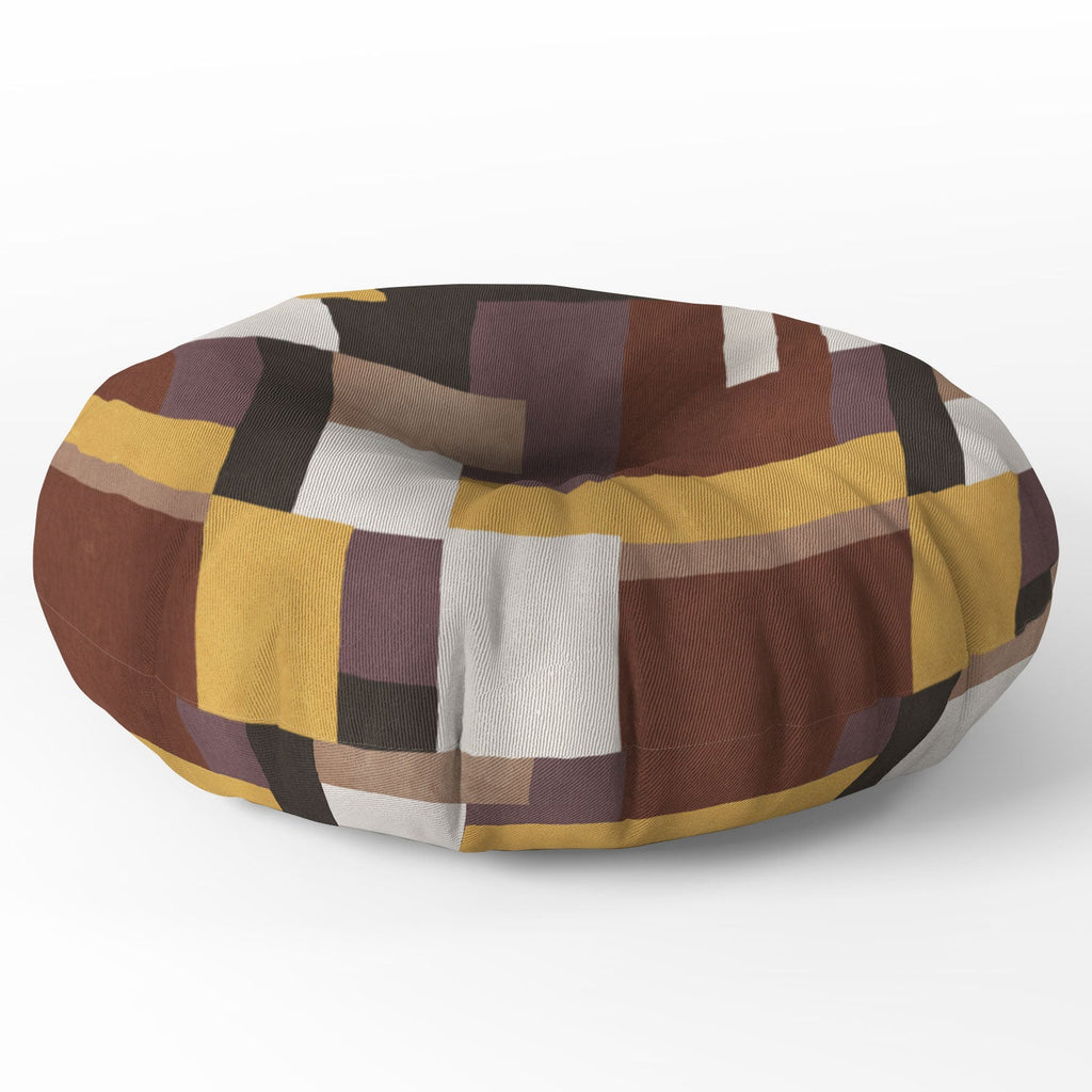 Ninola Design Everyday Artifact Modern Color Block Texture Earthy Floor Pillow Round