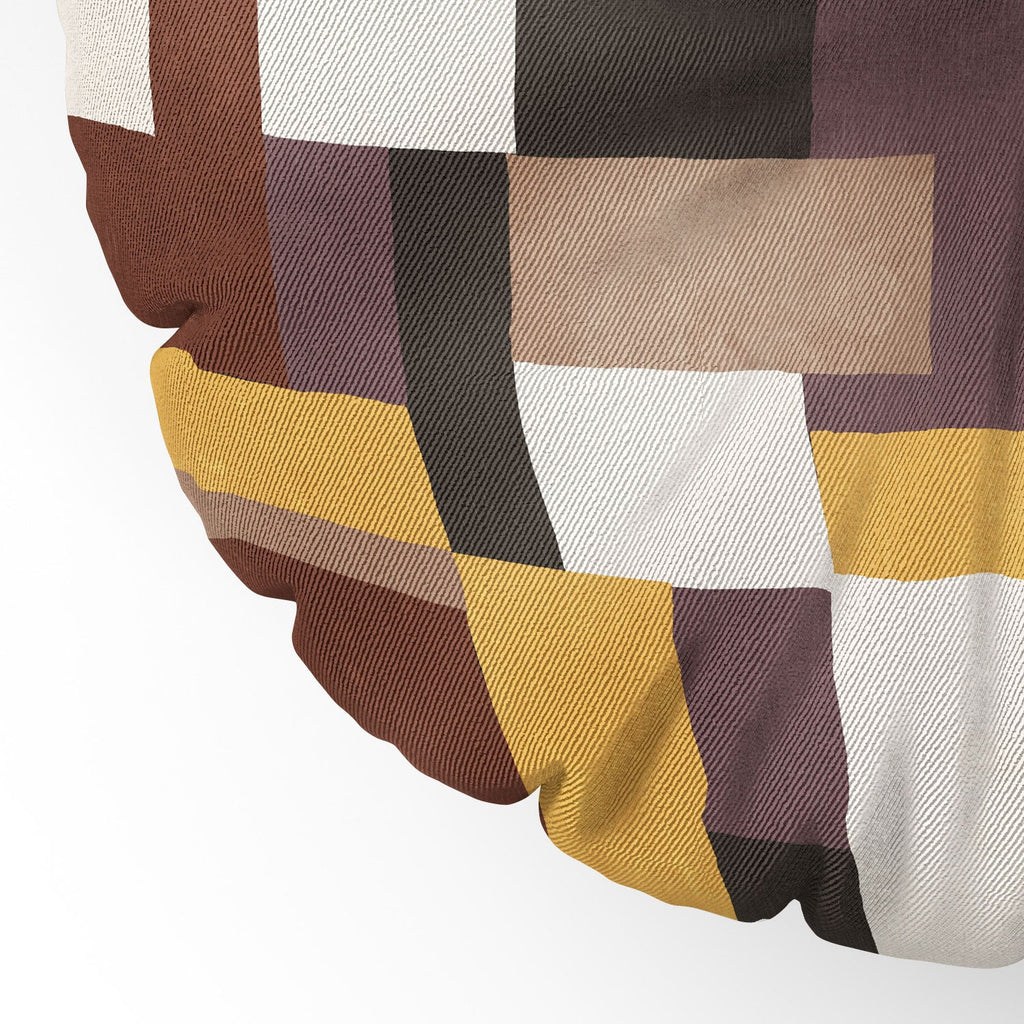 Ninola Design Everyday Artifact Modern Color Block Texture Earthy Floor Pillow Round