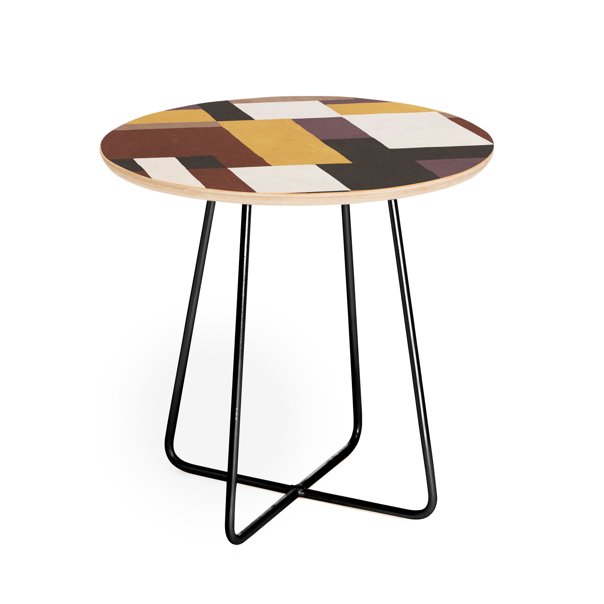 Ninola Design Everyday Artifact Modern Color Block Texture Earthy Round Side Table