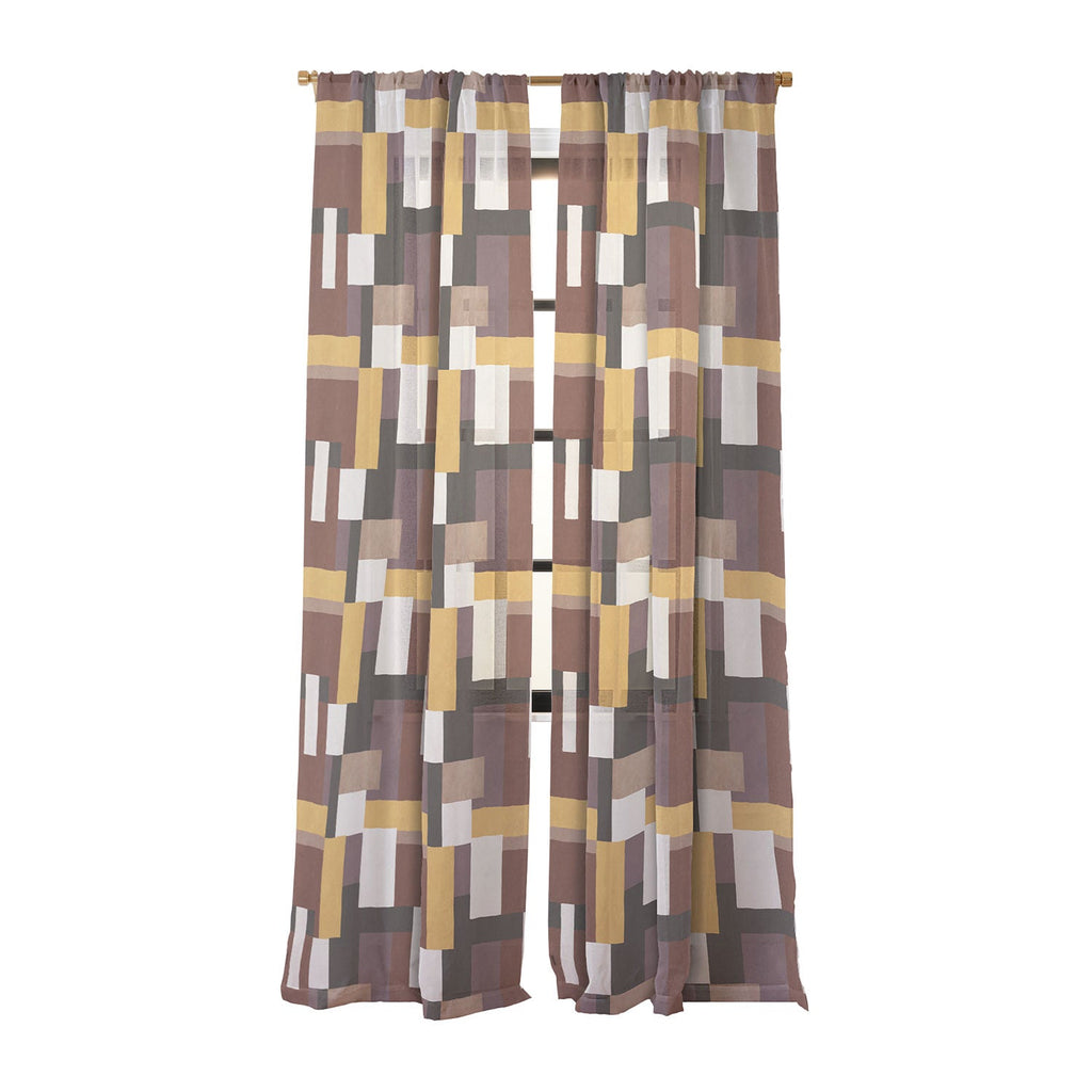 Ninola Design Everyday Artifact Modern Color Block Texture Earthy Sheer Window Curtain