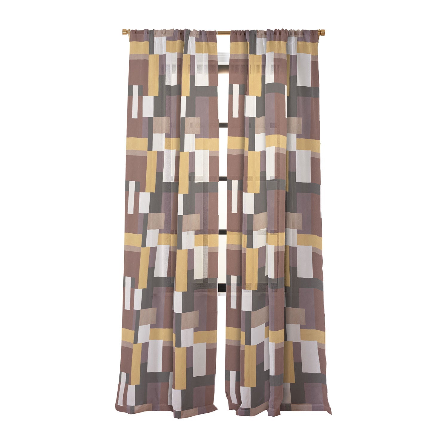 Ninola Design Everyday Artifact Modern Color Block Texture Earthy Sheer Window Curtain