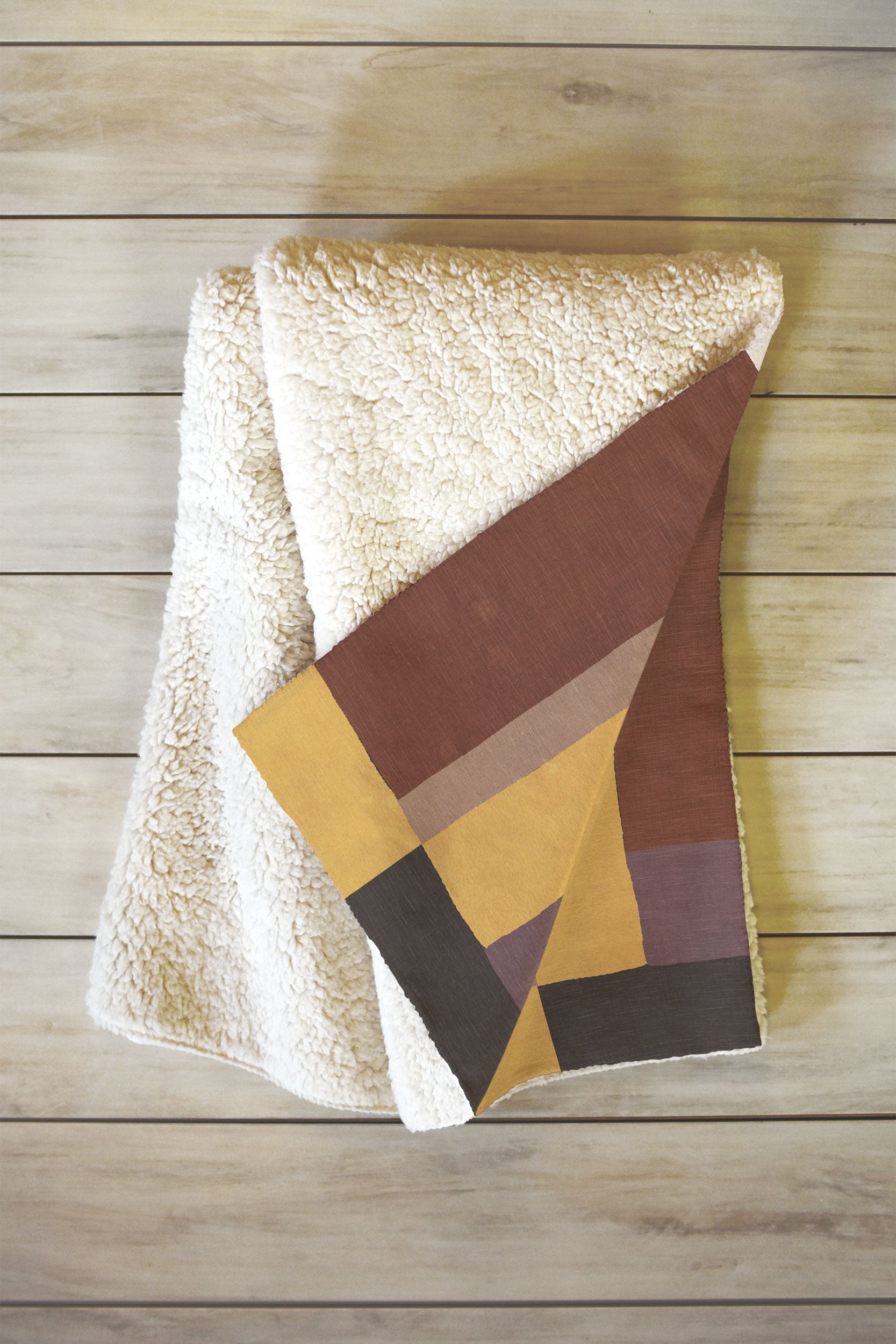Ninola Design Everyday Artifact Modern Color Block Texture Earthy Fleece Throw Blanket