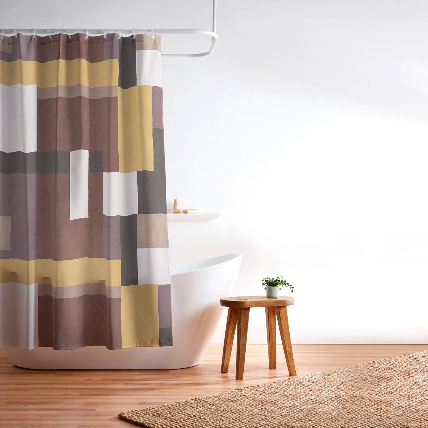 Ninola Design Everyday Artifact Modern Color Block Texture Earthy Shower Curtain