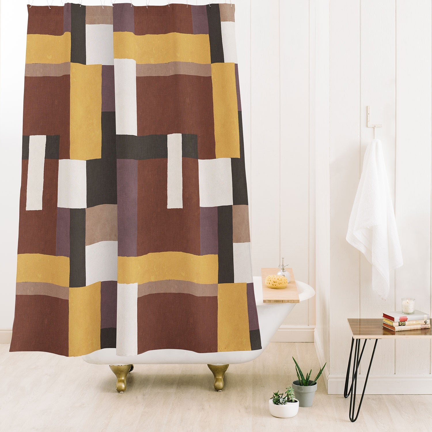 Ninola Design Everyday Artifact Modern Color Block Texture Earthy Shower Curtain