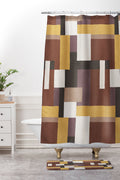 Ninola Design Everyday Artifact Modern Color Block Texture Earthy Shower Curtain And Mat