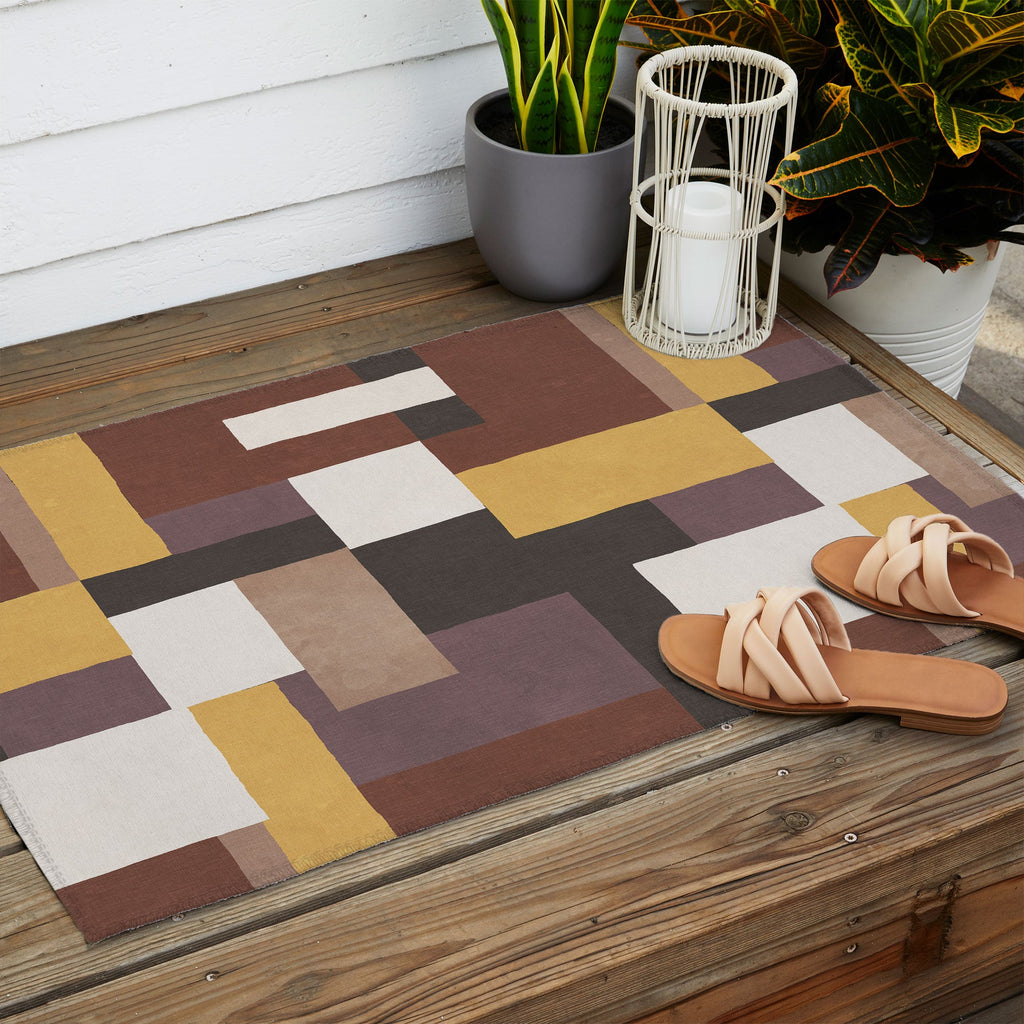 Ninola Design Everyday Artifact Modern Color Block Texture Earthy Outdoor Rug