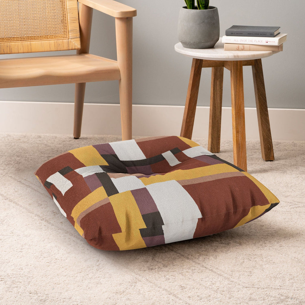 Ninola Design Everyday Artifact Modern Color Block Texture Earthy Floor Pillow Square
