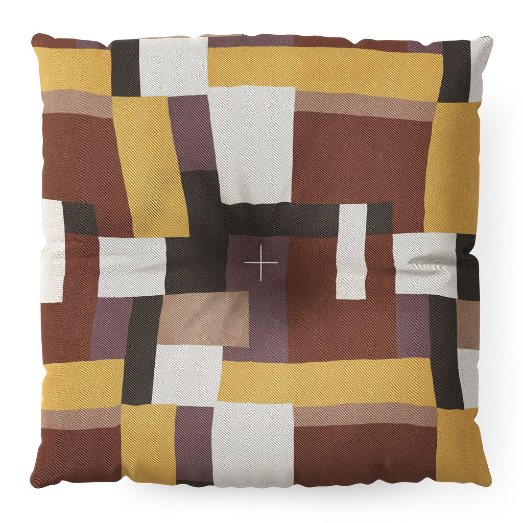 Ninola Design Everyday Artifact Modern Color Block Texture Earthy Floor Pillow Square