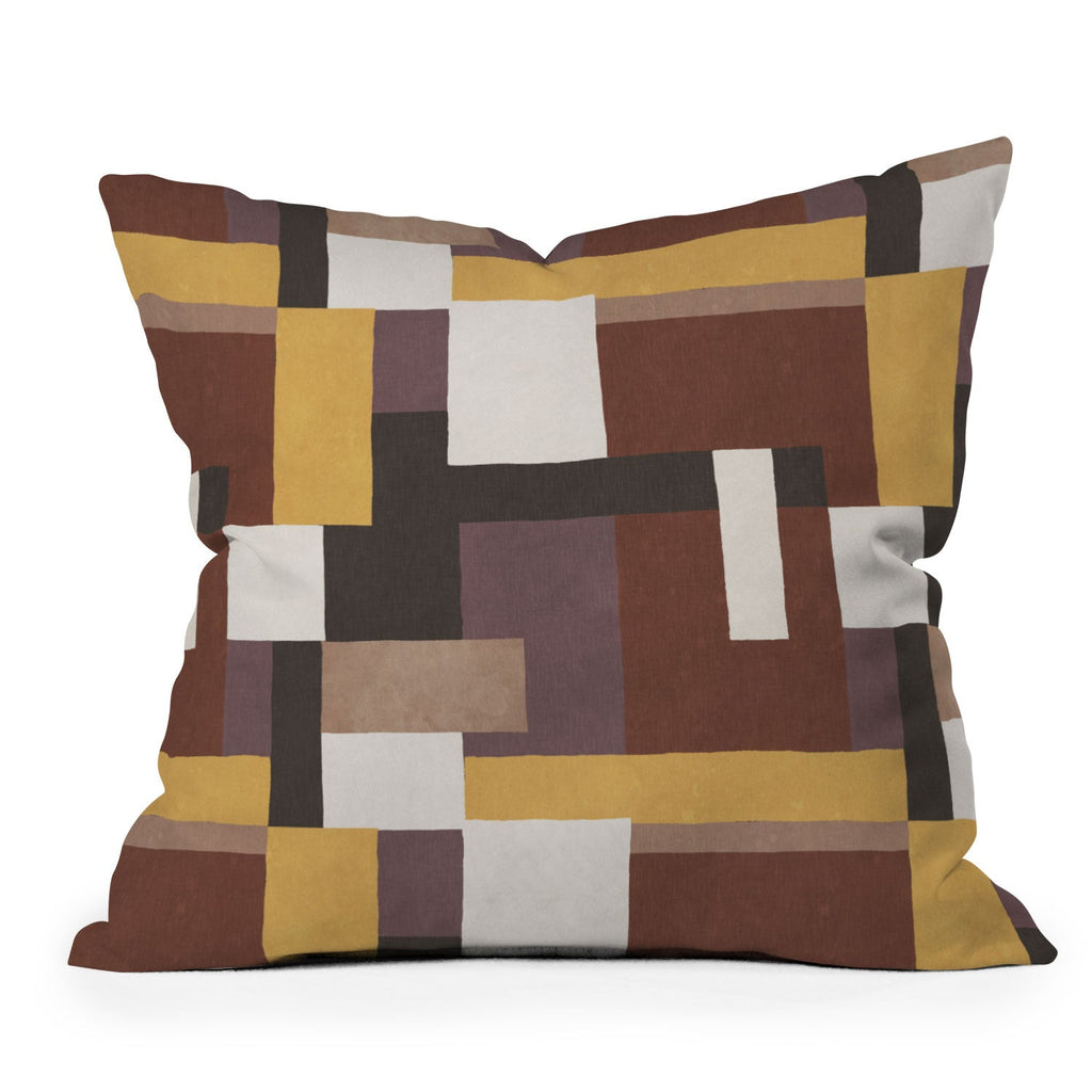 Ninola Design Everyday Artifact Modern Color Block Texture Earthy Outdoor Throw Pillow