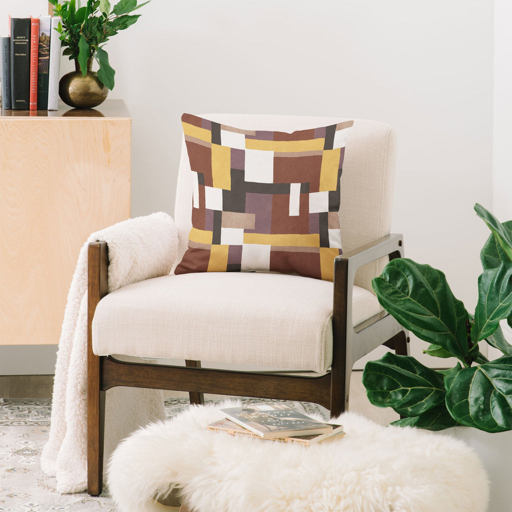 Ninola Design Everyday Artifact Modern Color Block Texture Earthy Throw Pillow