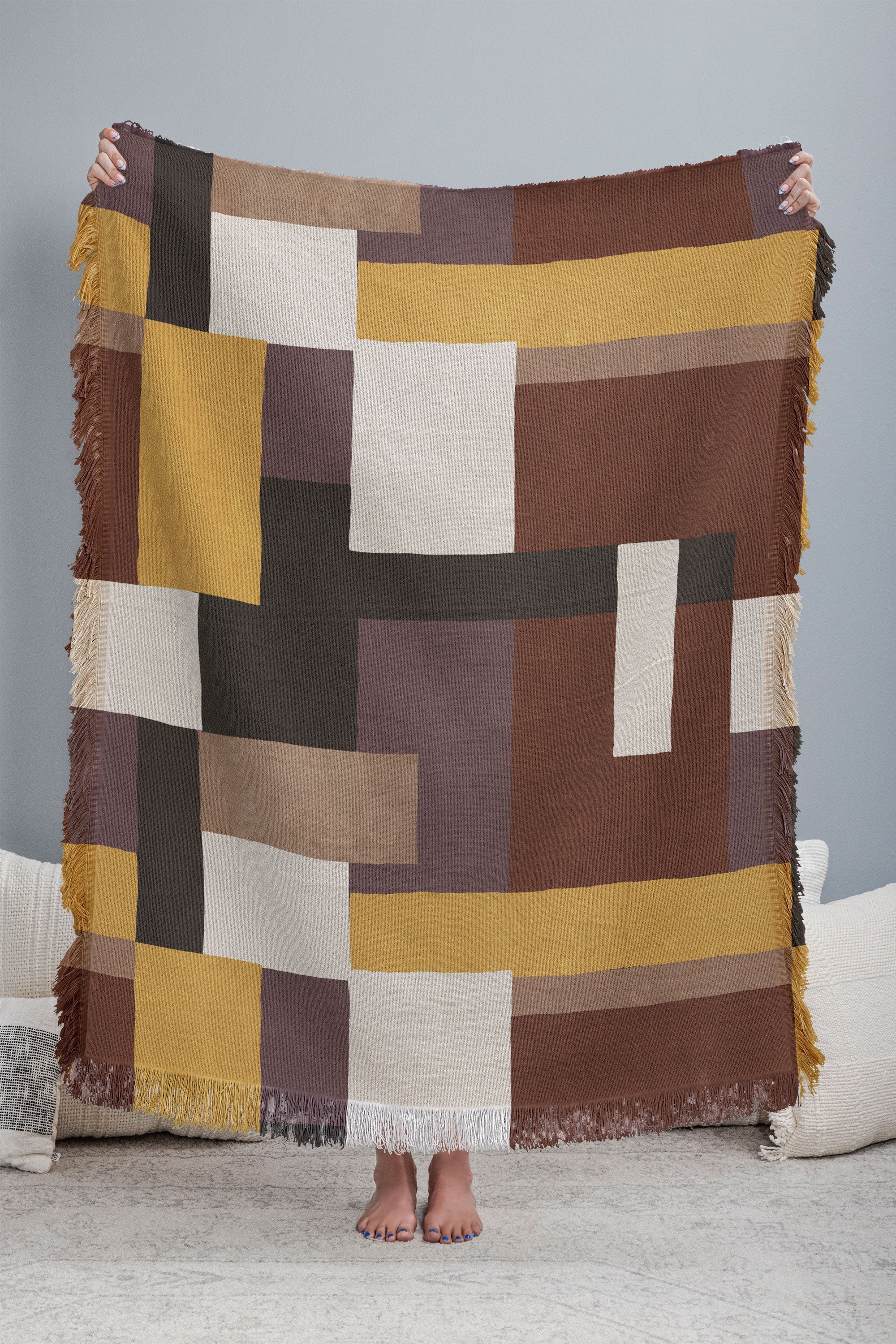 Ninola Design Everyday Artifact Modern Color Block Texture Earthy Throw Blanket