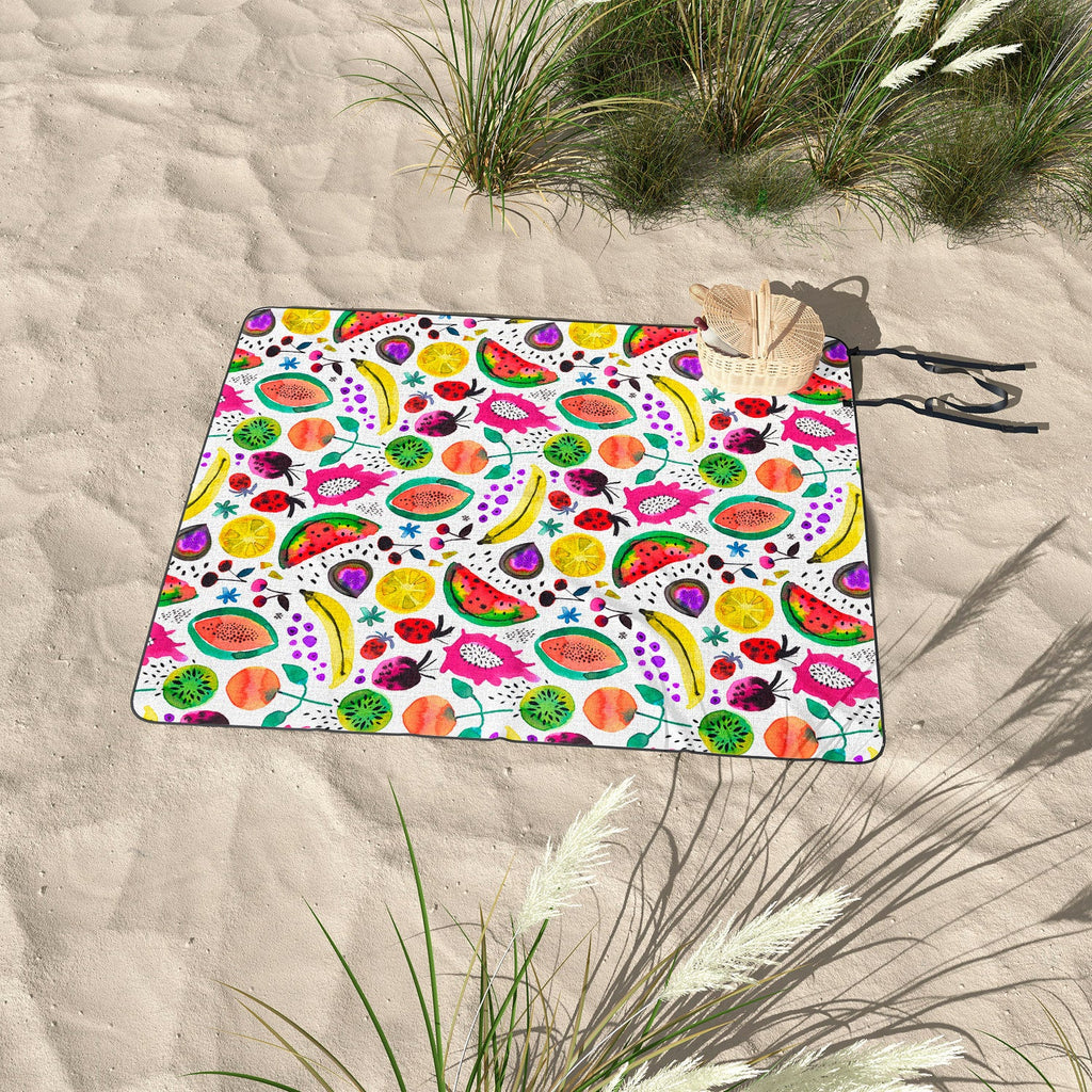 Ninola Design Fruits Pitaya Papaya Pawpaw Picnic Blanket