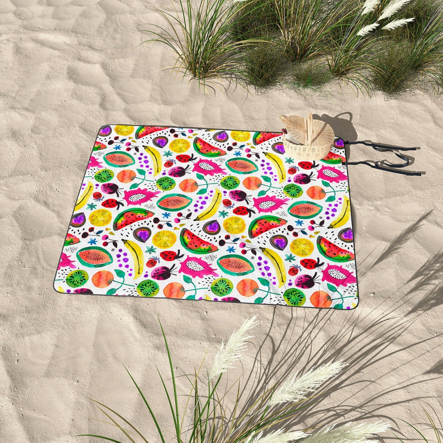 Ninola Design Fruits Pitaya Papaya Pawpaw Picnic Blanket