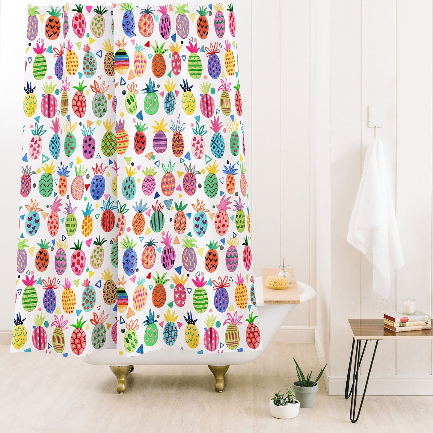 Ninola Design Geo pineapples Multicolored Shower Curtain