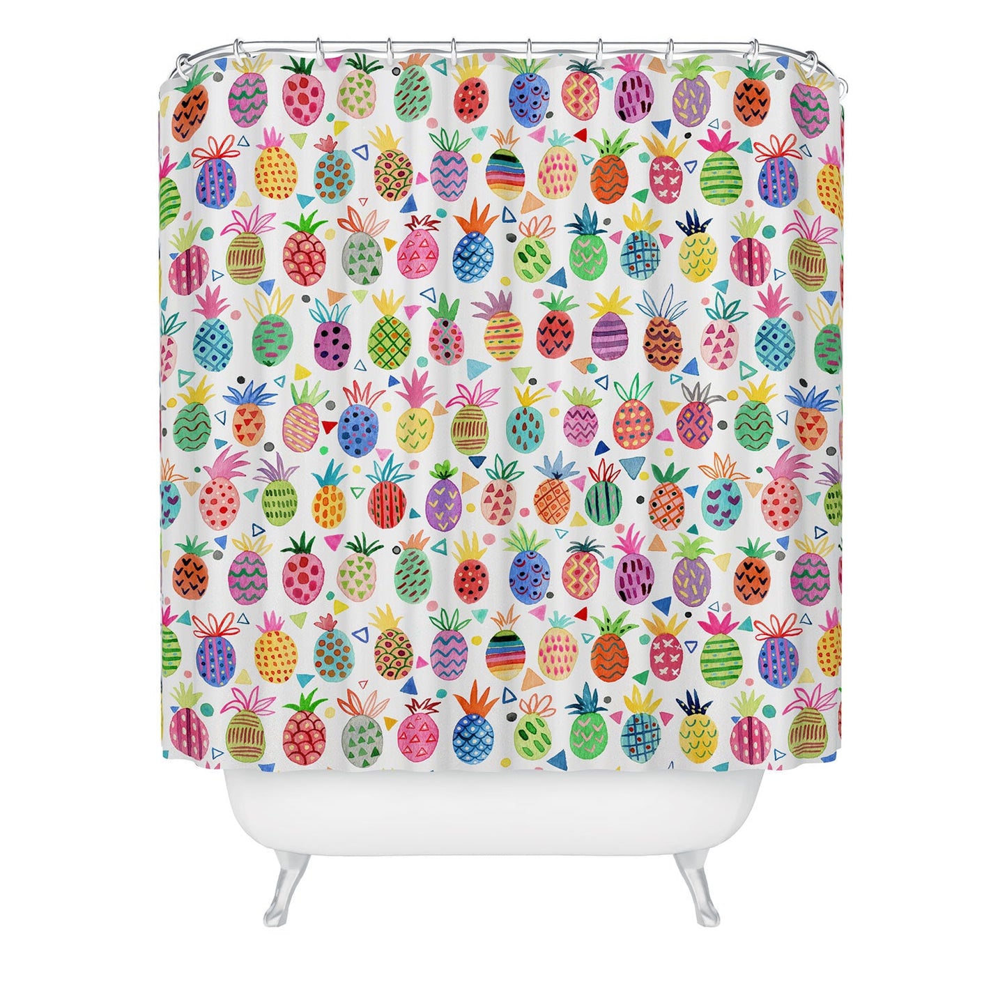 Ninola Design Geo pineapples Multicolored Shower Curtain