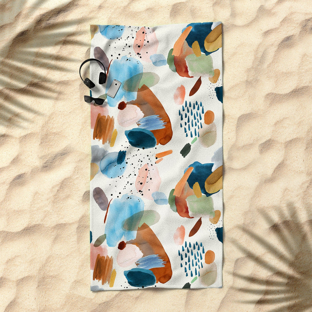 Ninola Design Mineral Abstract Gold Blue Beach Towel