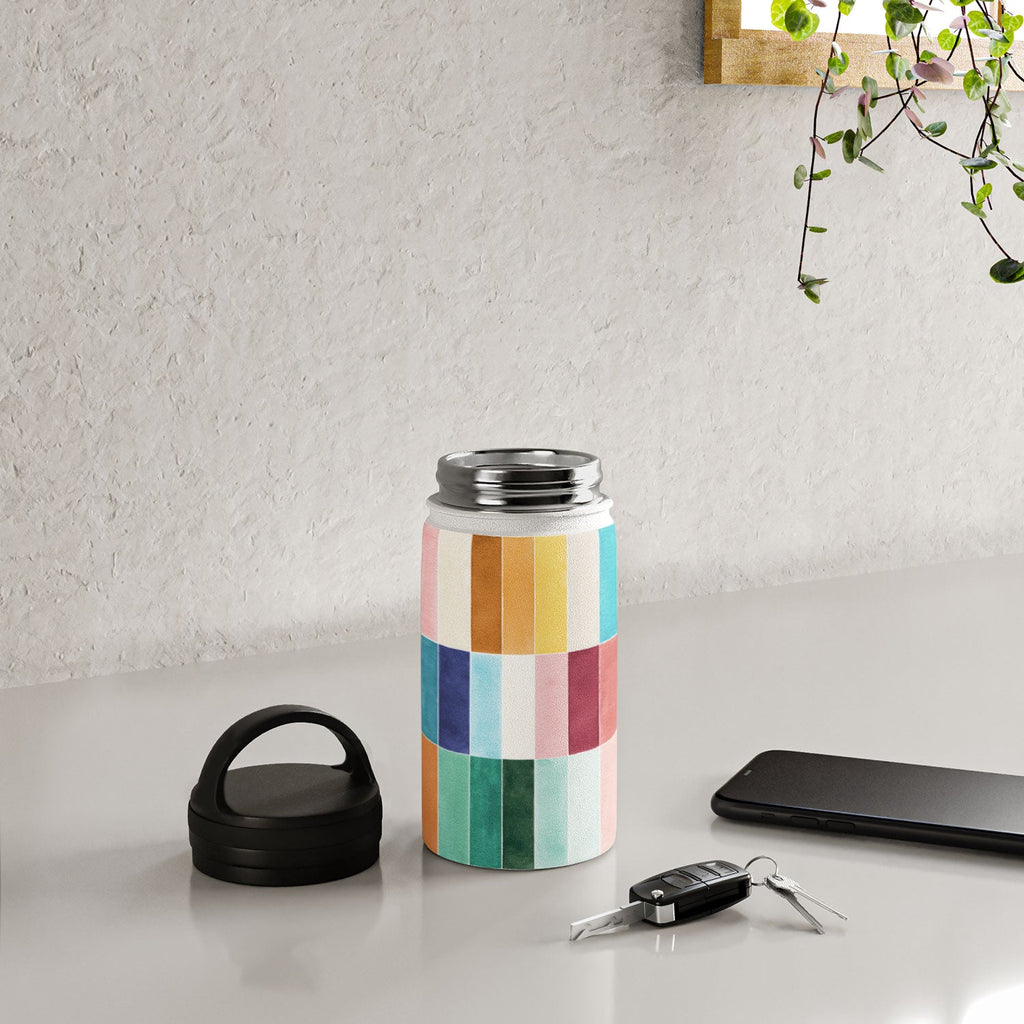 Ninola Design Modern Craft Rectangular Colorful Tiles Color Utopia Water Bottle