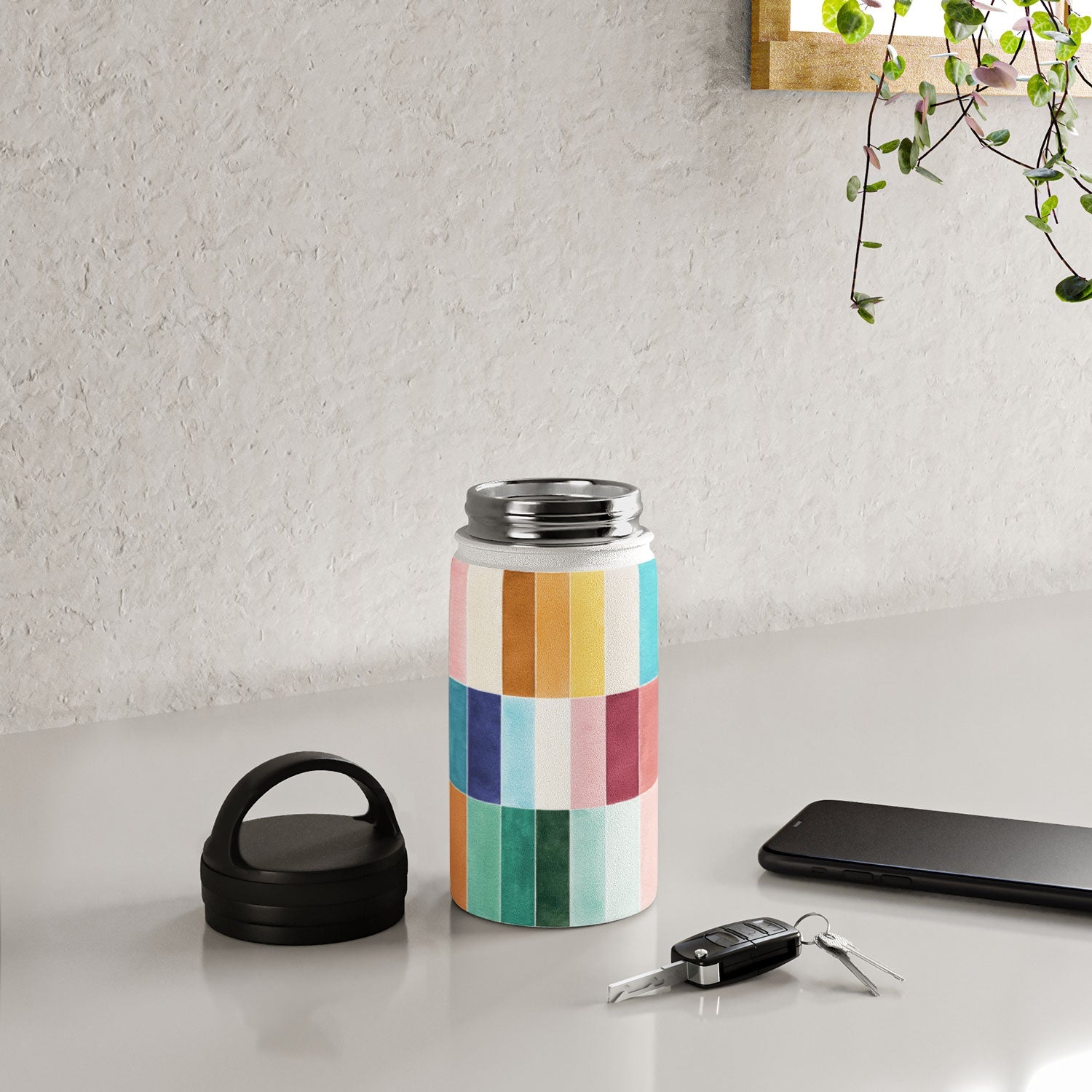 Ninola Design Modern Craft Rectangular Colorful Tiles Color Utopia Water Bottle