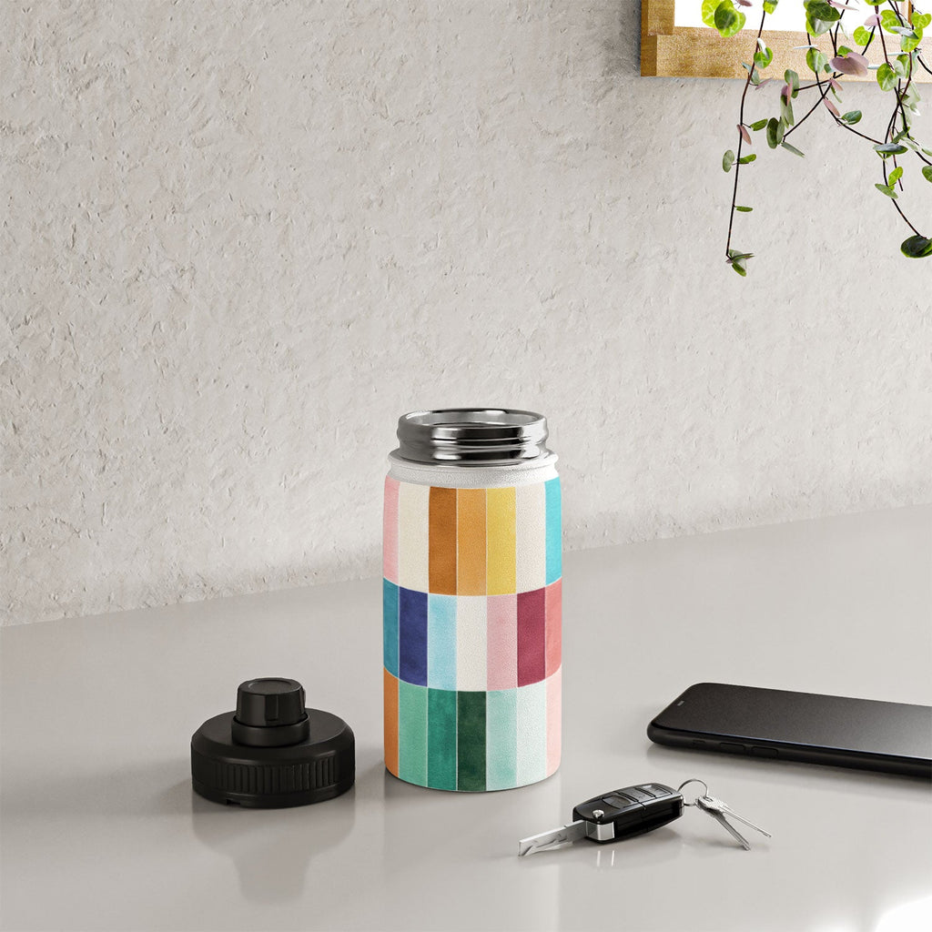 Ninola Design Modern Craft Rectangular Colorful Tiles Color Utopia Water Bottle