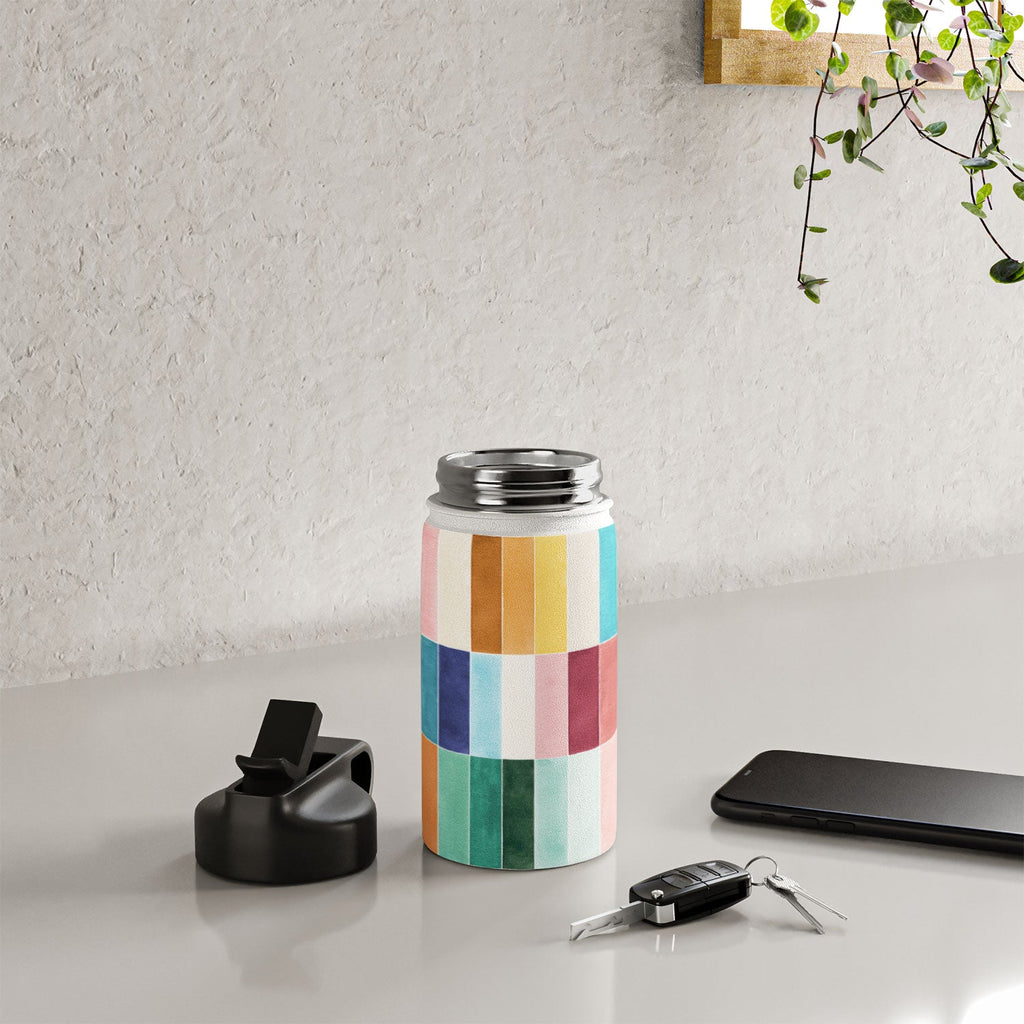 Ninola Design Modern Craft Rectangular Colorful Tiles Color Utopia Water Bottle