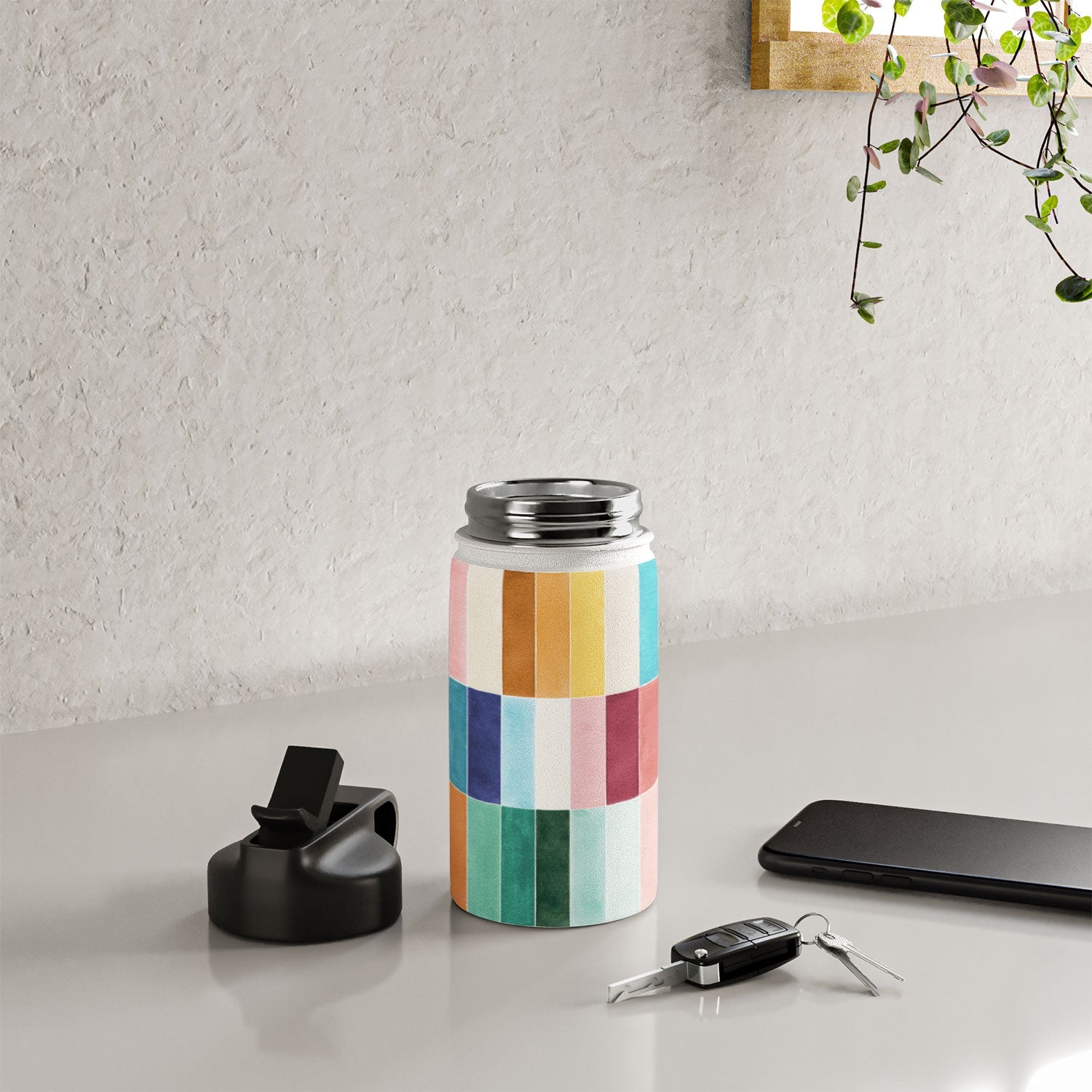 Ninola Design Modern Craft Rectangular Colorful Tiles Color Utopia Water Bottle