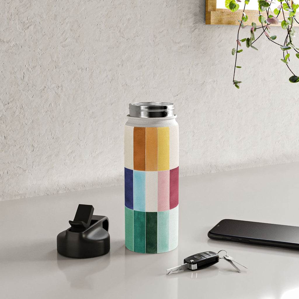 Ninola Design Modern Craft Rectangular Colorful Tiles Color Utopia Water Bottle