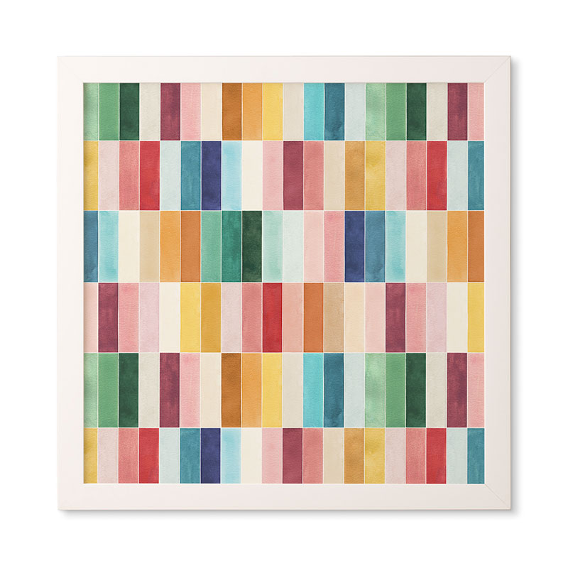 Ninola Design Modern Craft Rectangular Colorful Tiles Color Utopia Framed Wall Art