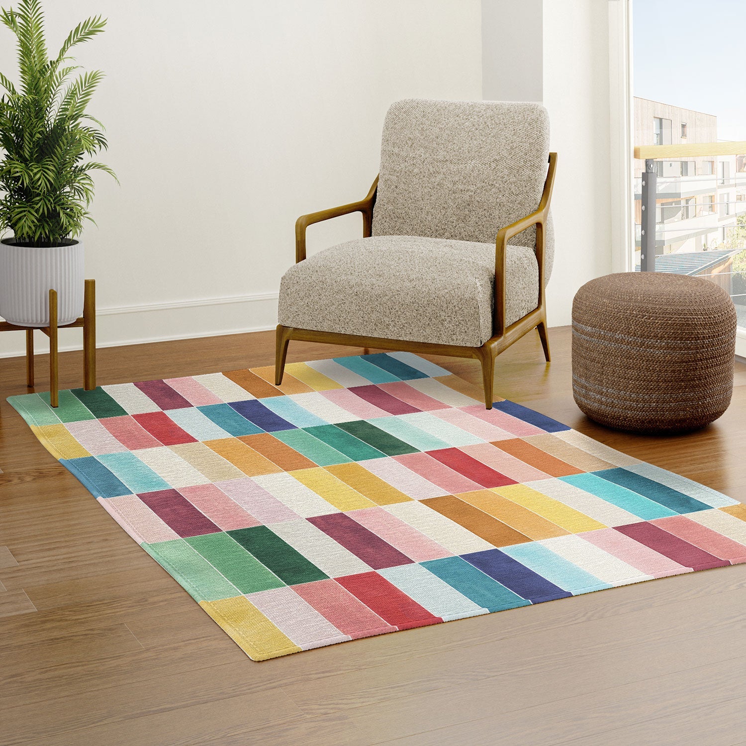 Ninola Design Modern Craft Rectangular Colorful Tiles Color Utopia Area Rug