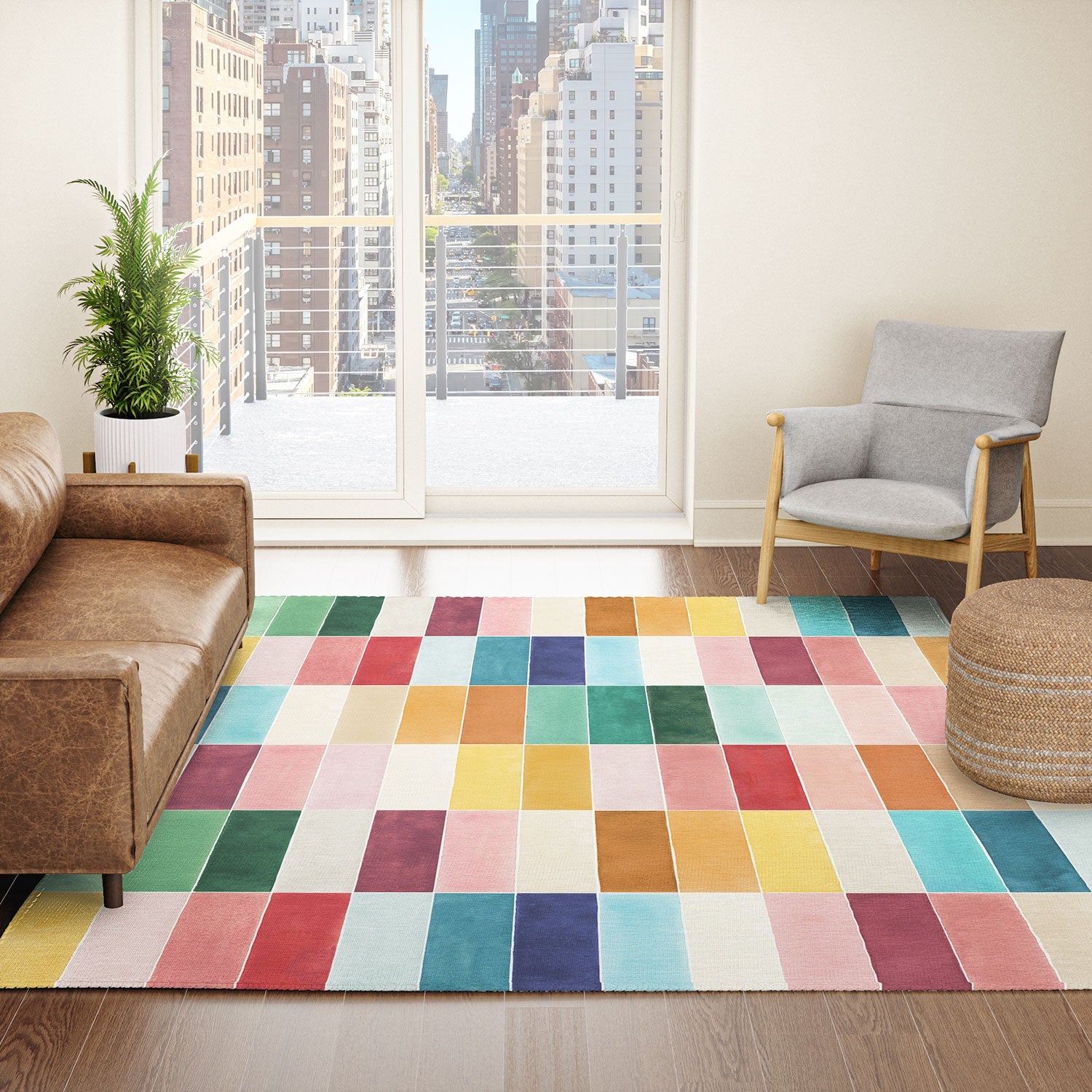 Ninola Design Modern Craft Rectangular Colorful Tiles Color Utopia Area Rug