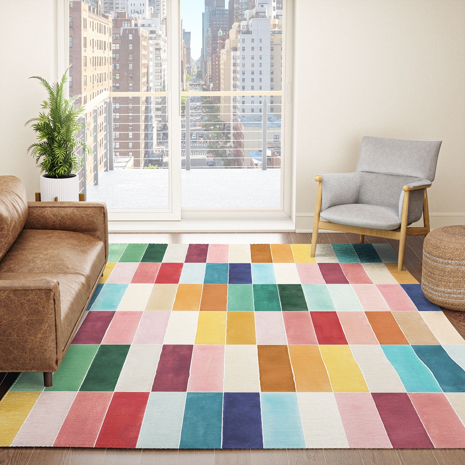 Ninola Design Modern Craft Rectangular Colorful Tiles Color Utopia Area Rug