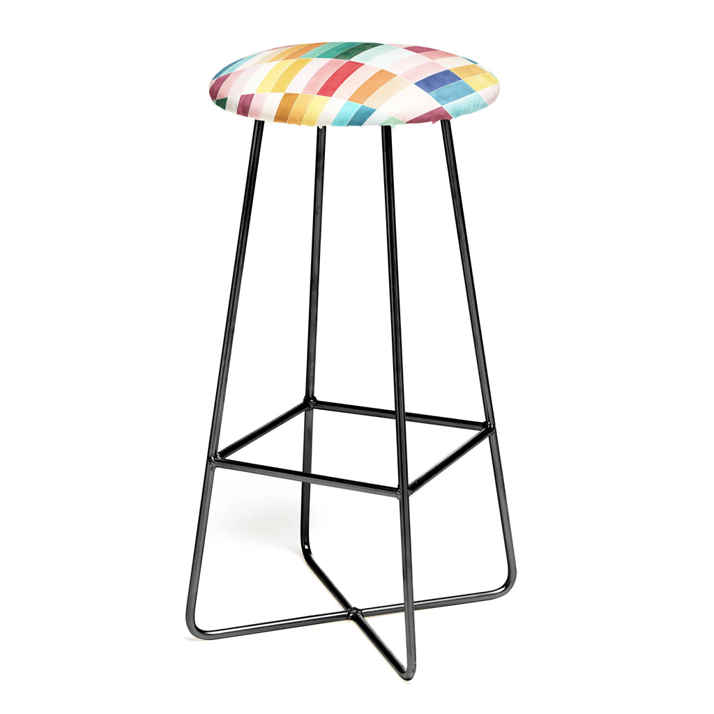 Ninola Design Modern Craft Rectangular Colorful Tiles Color Utopia Bar Stool