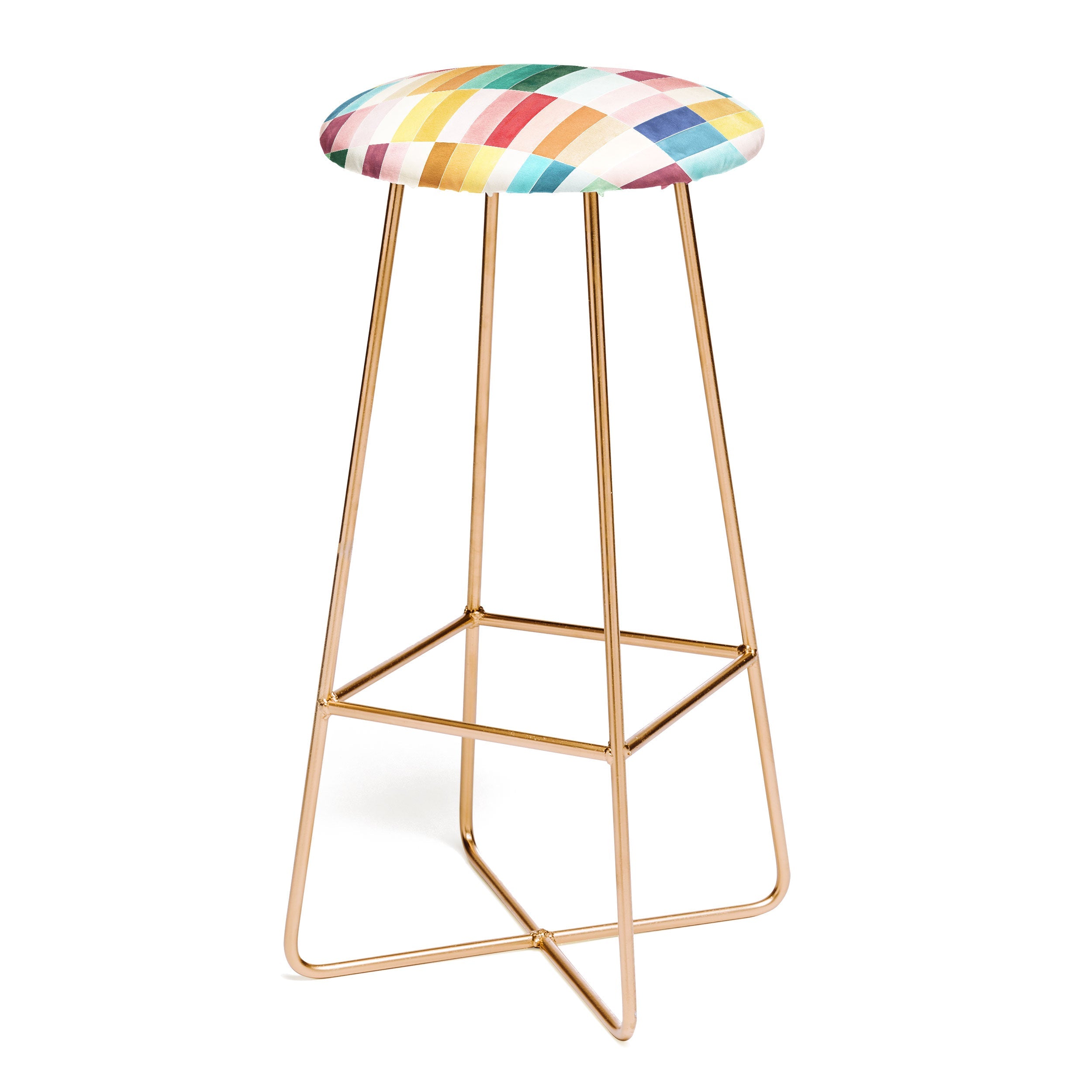 Ninola Design Modern Craft Rectangular Colorful Tiles Color Utopia Bar Stool