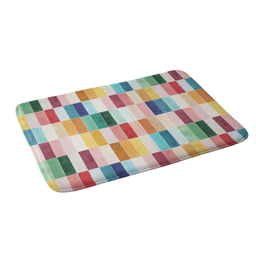 Ninola Design Modern Craft Rectangular Colorful Tiles Color Utopia Memory Foam Bath Mat