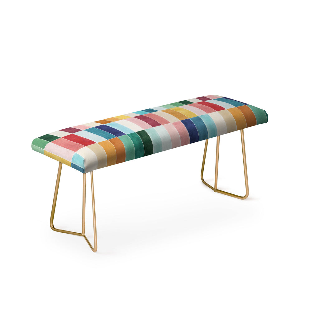 Ninola Design Modern Craft Rectangular Colorful Tiles Color Utopia Bench