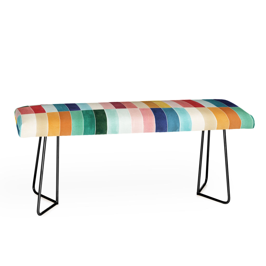 Ninola Design Modern Craft Rectangular Colorful Tiles Color Utopia Bench