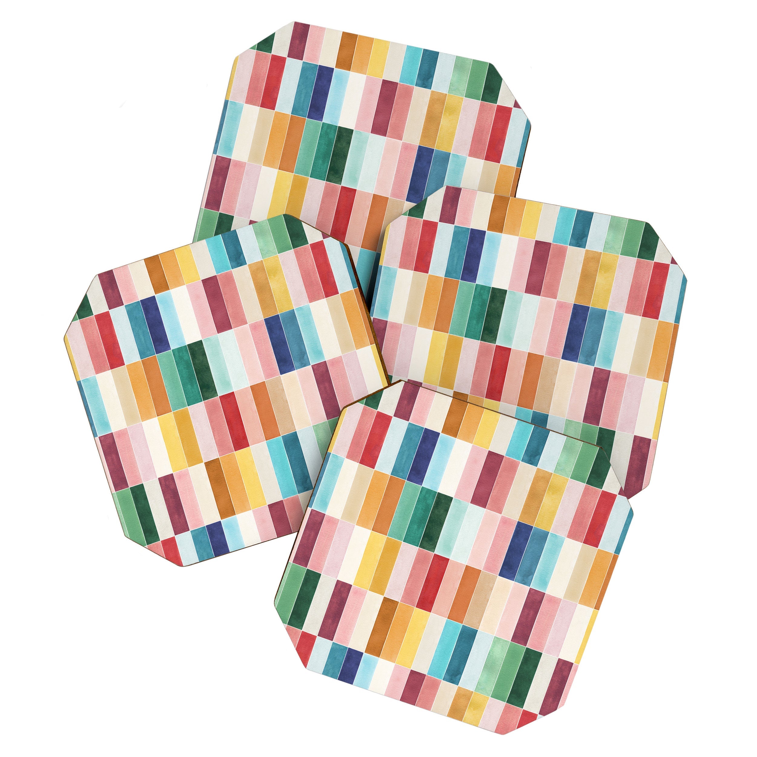 Ninola Design Modern Craft Rectangular Colorful Tiles Color Utopia Coaster Set