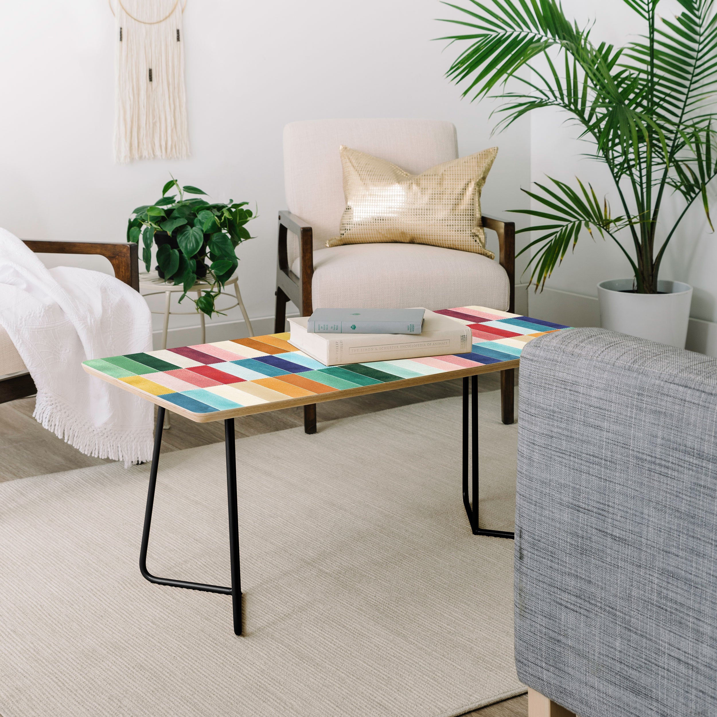Ninola Design Modern Craft Rectangular Colorful Tiles Color Utopia Coffee Table