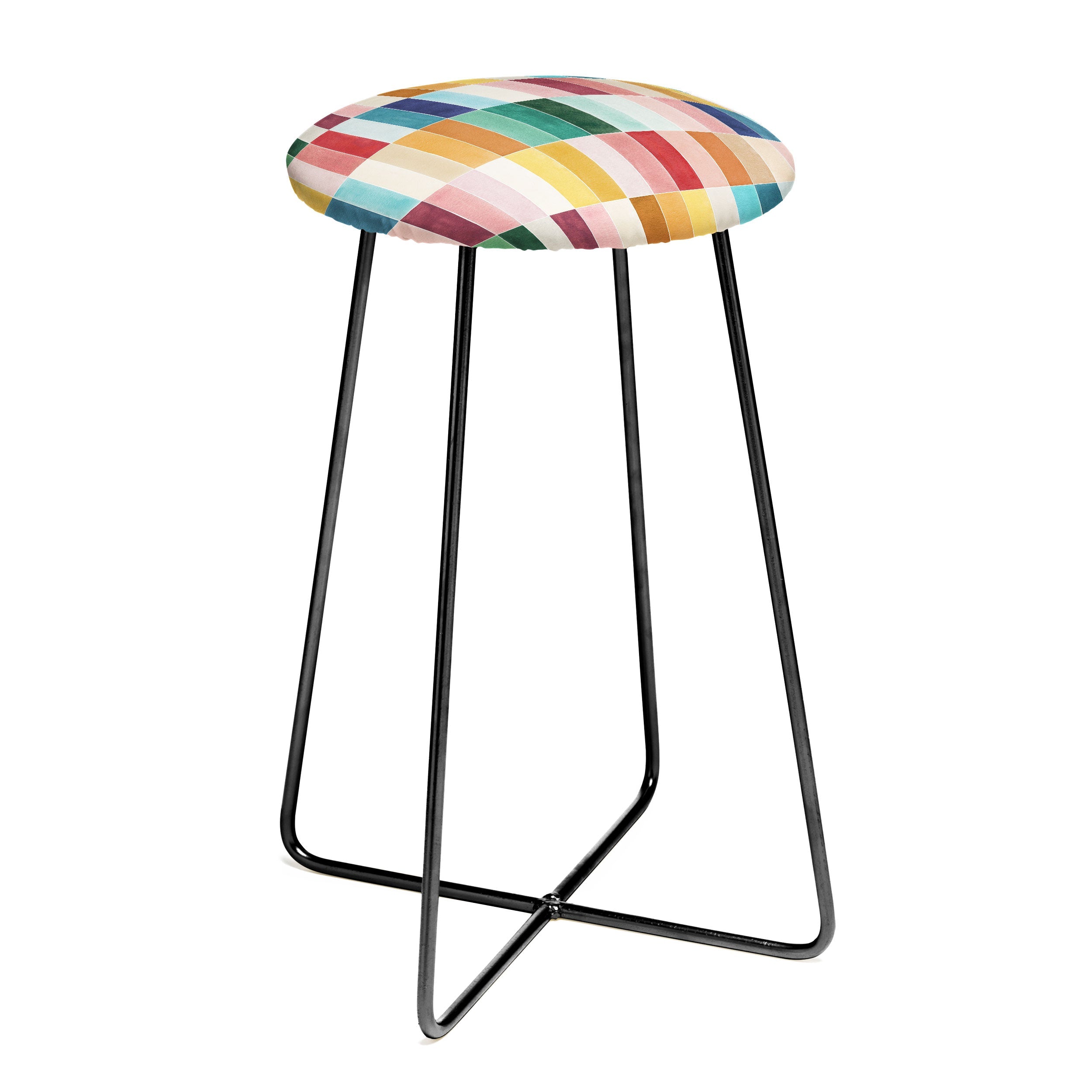 Ninola Design Modern Craft Rectangular Colorful Tiles Color Utopia Counter Stool