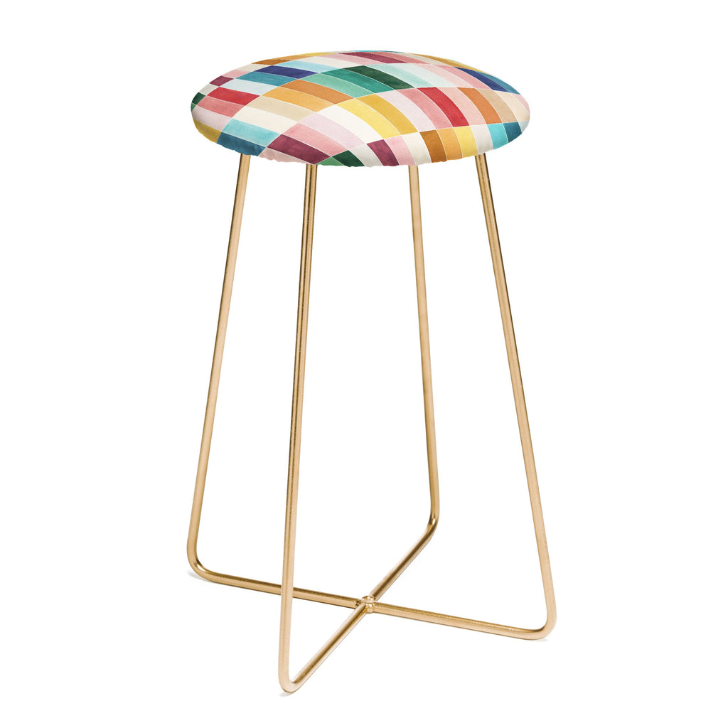 Ninola Design Modern Craft Rectangular Colorful Tiles Color Utopia Counter Stool
