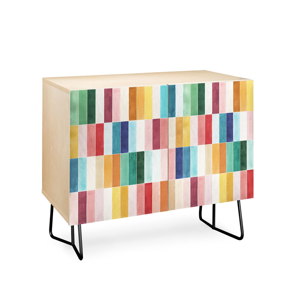 Ninola Design Modern Craft Rectangular Colorful Tiles Color Utopia Credenza