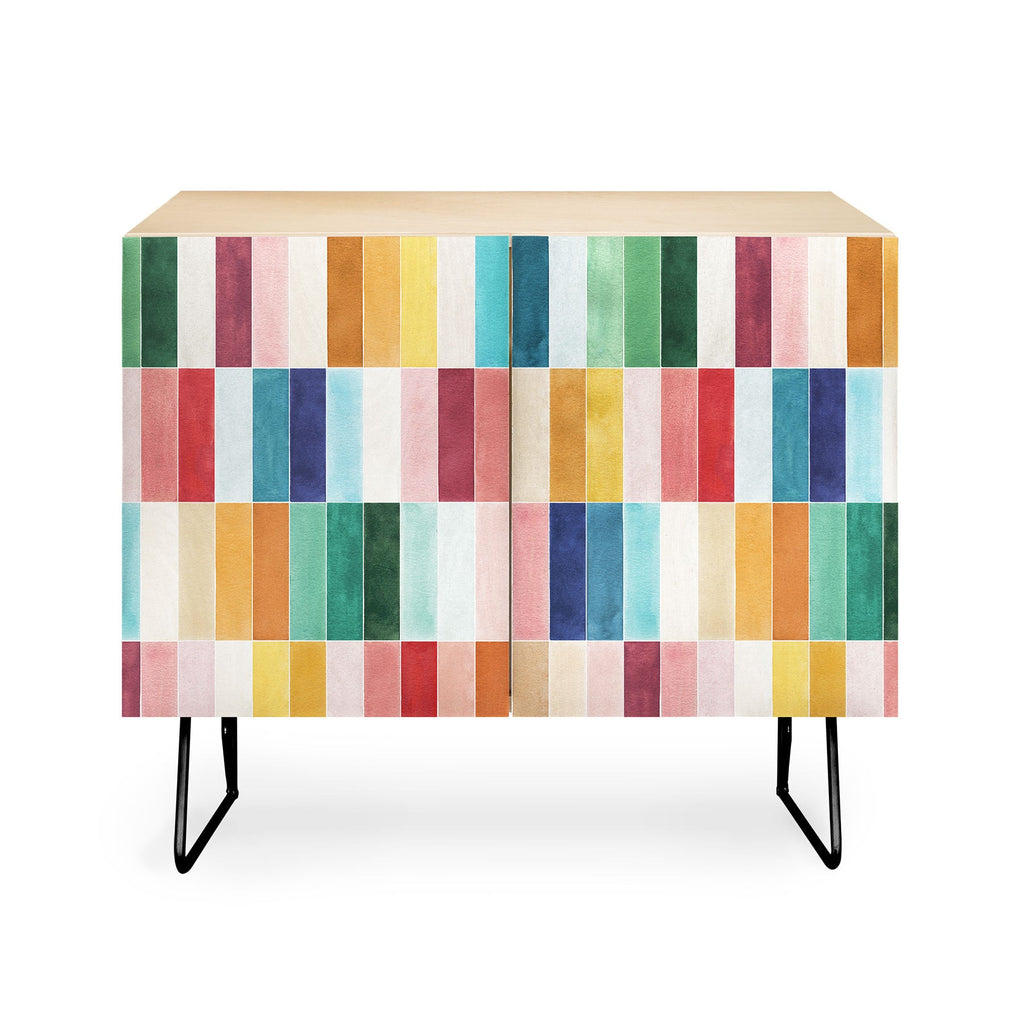 Ninola Design Modern Craft Rectangular Colorful Tiles Color Utopia Credenza