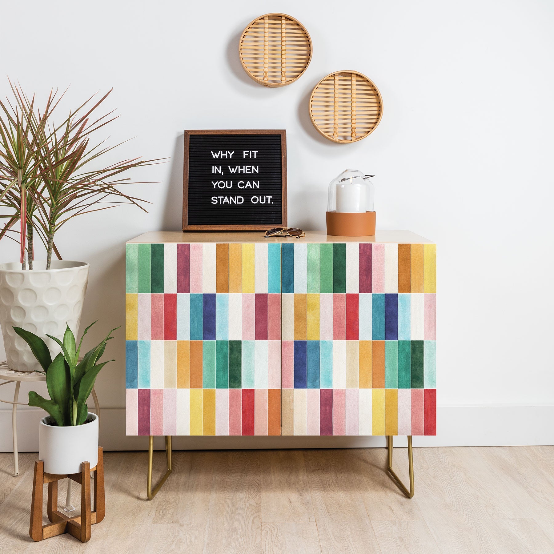 Ninola Design Modern Craft Rectangular Colorful Tiles Color Utopia Credenza