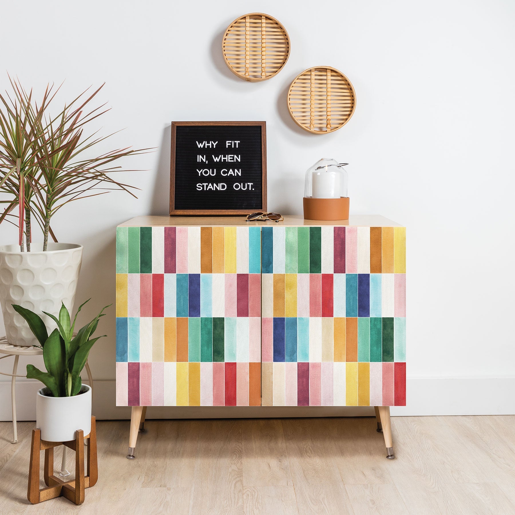 Ninola Design Modern Craft Rectangular Colorful Tiles Color Utopia Credenza