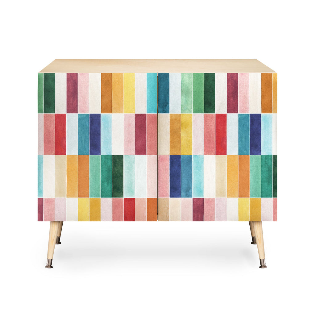 Ninola Design Modern Craft Rectangular Colorful Tiles Color Utopia Credenza