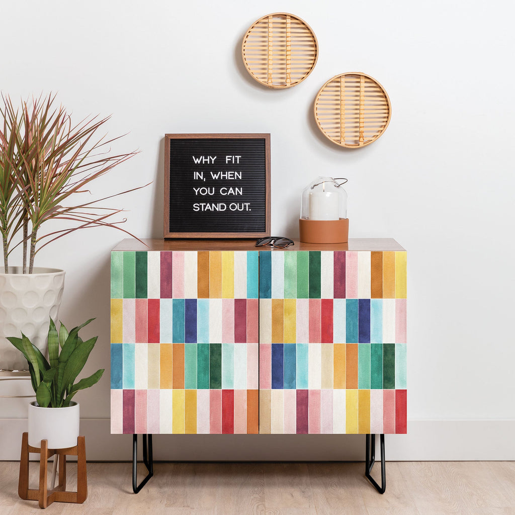 Ninola Design Modern Craft Rectangular Colorful Tiles Color Utopia Credenza