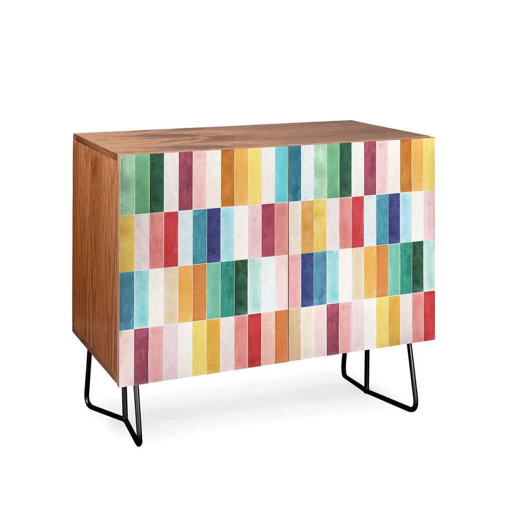 Ninola Design Modern Craft Rectangular Colorful Tiles Color Utopia Credenza