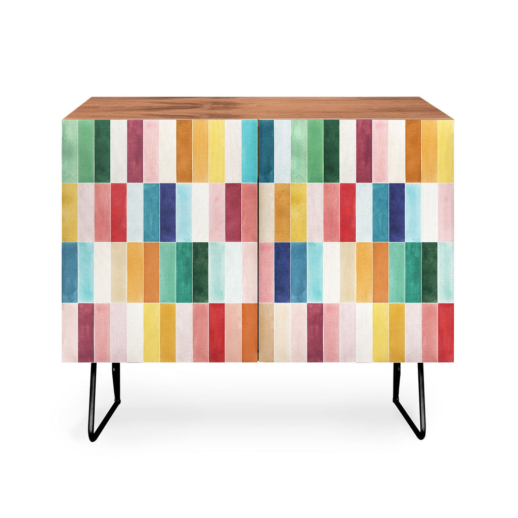 Ninola Design Modern Craft Rectangular Colorful Tiles Color Utopia Credenza