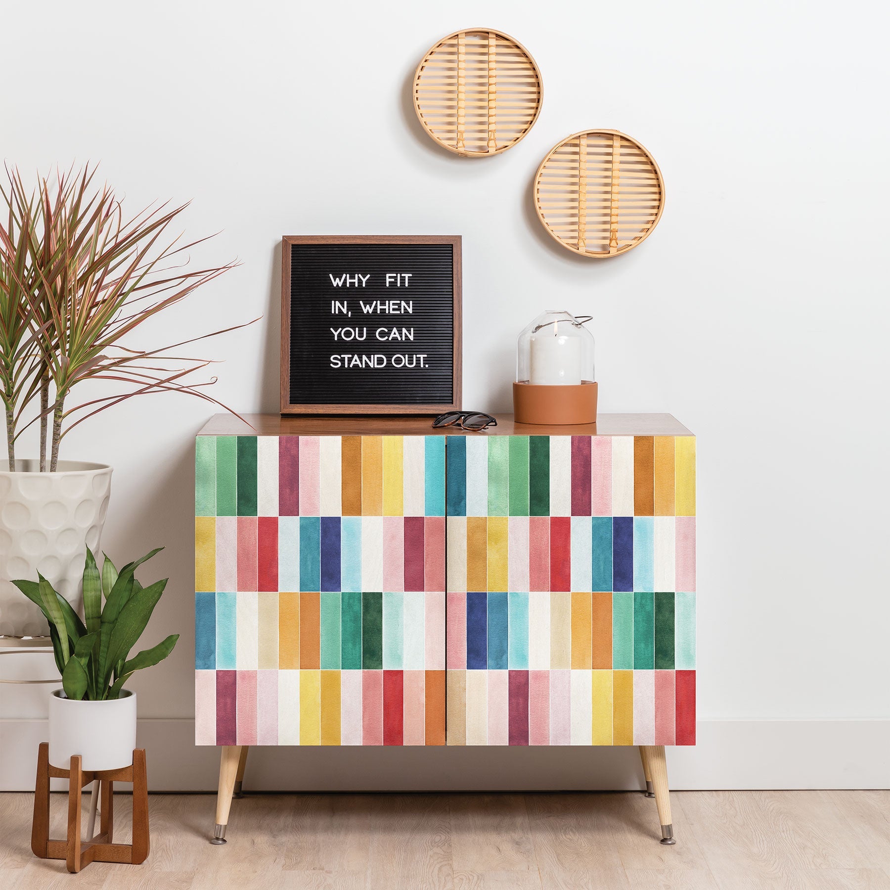 Ninola Design Modern Craft Rectangular Colorful Tiles Color Utopia Credenza