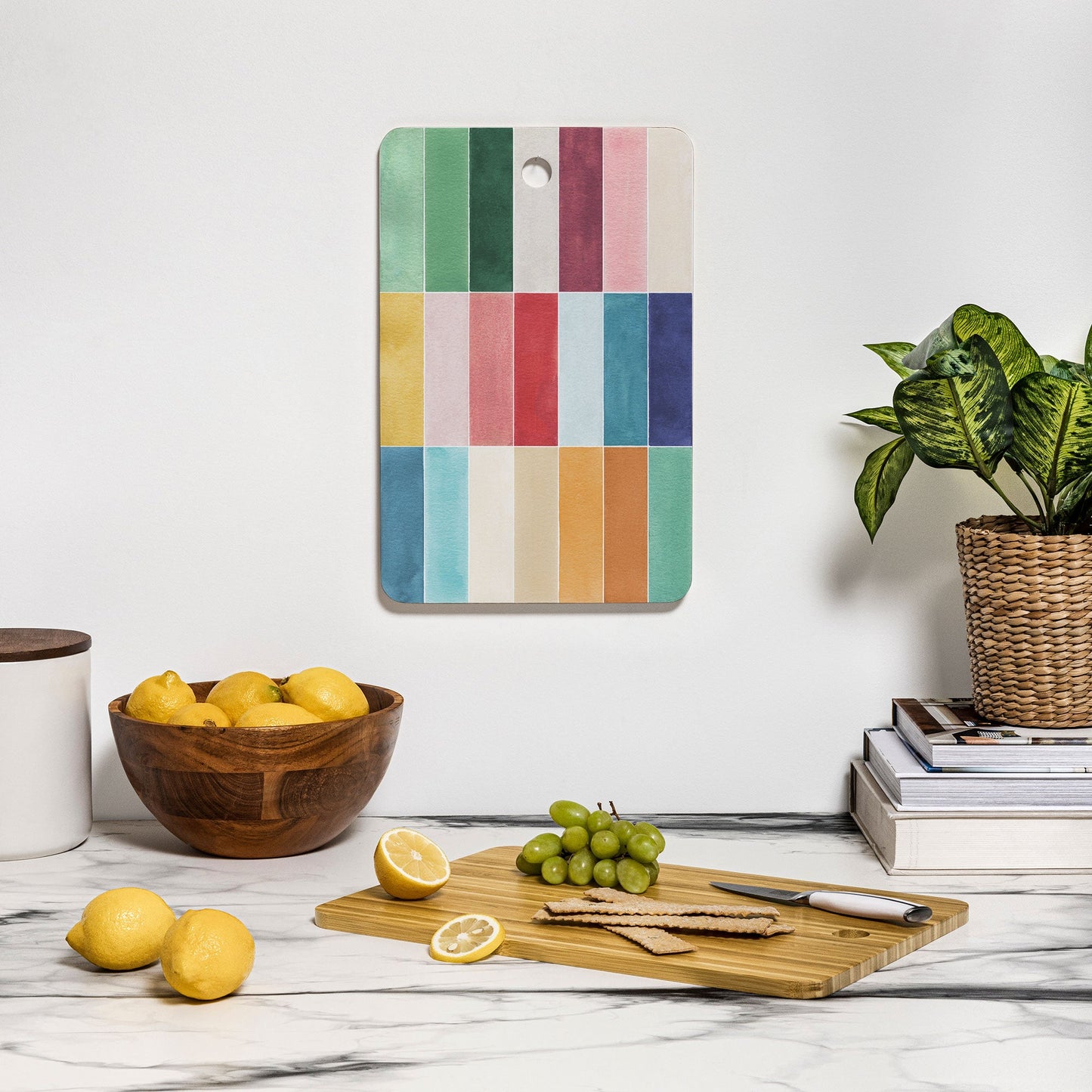 Ninola Design Modern Craft Rectangular Colorful Tiles Color Utopia Cutting Board Rectangle